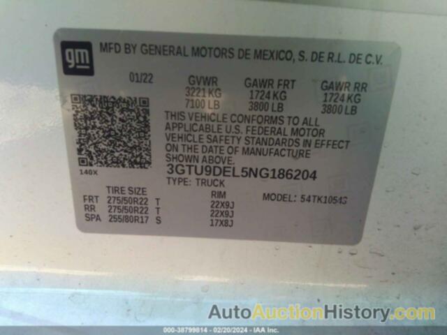 GMC SIERRA 1500 LIMITED 4WD  SHORT BOX SLT, 3GTU9DEL5NG186204