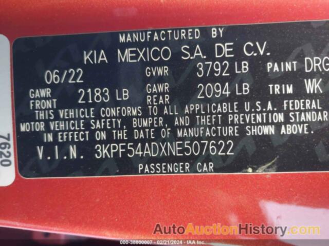 KIA FORTE GT LINE, 3KPF54ADXNE507622