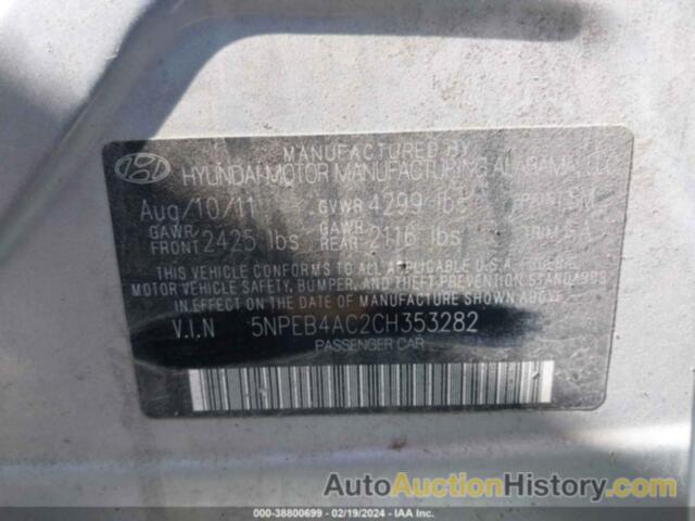 HYUNDAI SONATA GLS, 5NPEB4AC2CH353282