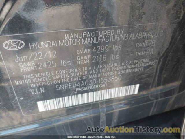 HYUNDAI SONATA GLS, 5NPEB4AC3DH553850