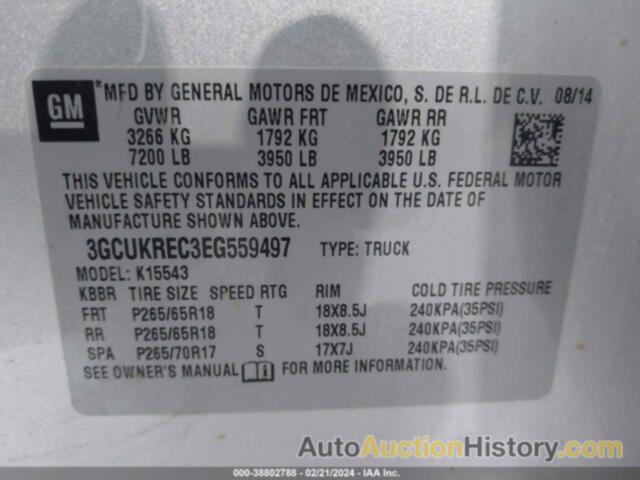 CHEVROLET SILVERADO 1500 1LT, 3GCUKREC3EG559497