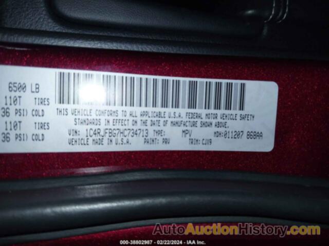 JEEP GRAND CHEROKEE LIMITED 4X4, 1C4RJFBG7HC734713