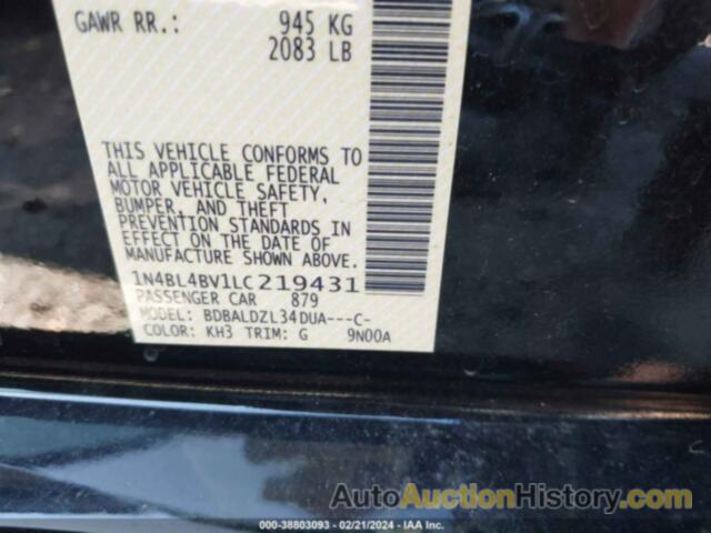 NISSAN ALTIMA S FWD, 1N4BL4BV1LC219431