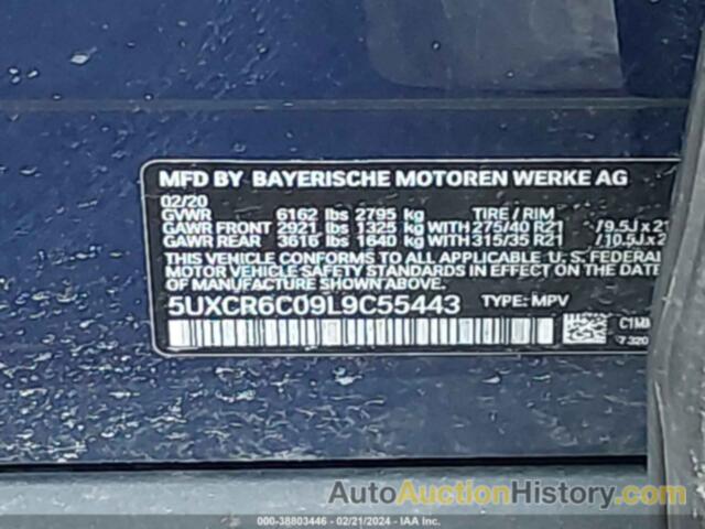 BMW X5 XDRIVE40I, 5UXCR6C09L9C55443