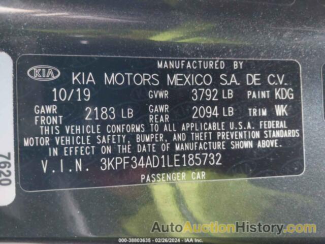 KIA FORTE GT LINE/S, 3KPF34AD1LE185732