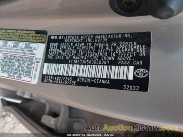 TOYOTA CAMRY LE, 4T1BE32K56U660381