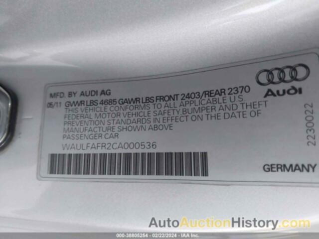 AUDI A5 2.0T PREMIUM, WAULFAFR2CA000536