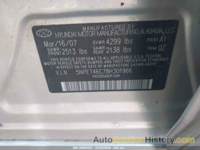 HYUNDAI SONATA GLS, 5NPET46C78H301966