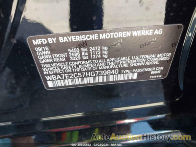BMW 740I, WBA7E2C57HG739840