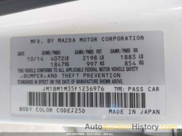 MAZDA MAZDA3 S GRAND TOURING, JM1BM1M35F1236976