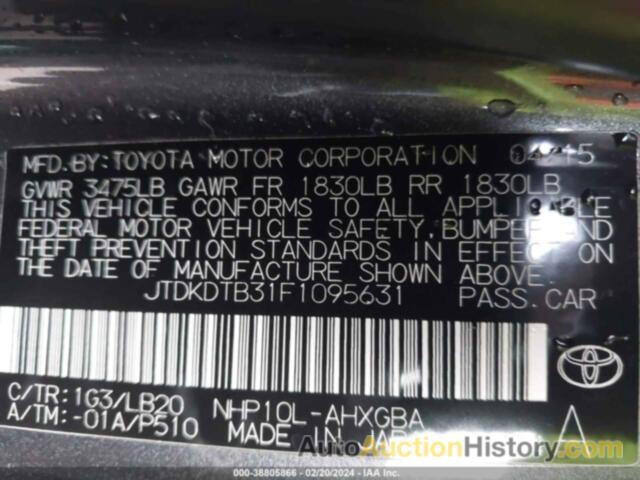 TOYOTA PRIUS C FOUR, JTDKDTB31F1095631