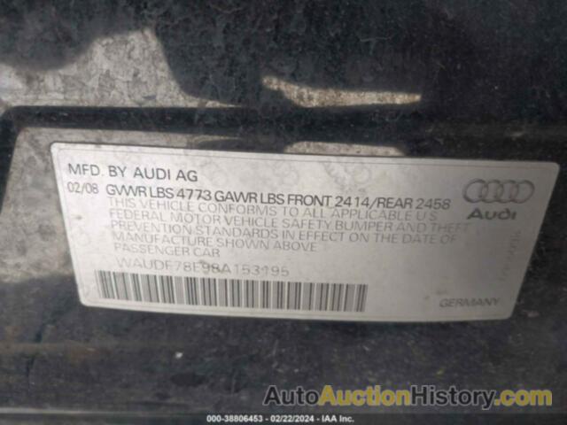 AUDI A4 2.0T/2.0T SPECIAL EDITION, WAUDF78E98A153195