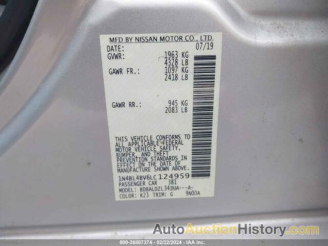 NISSAN ALTIMA S FWD, 1N4BL4BV6LC124959