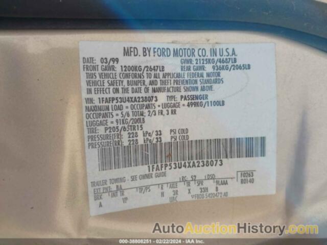 FORD TAURUS SE/SE-NE, 1FAFP53U4XA238073