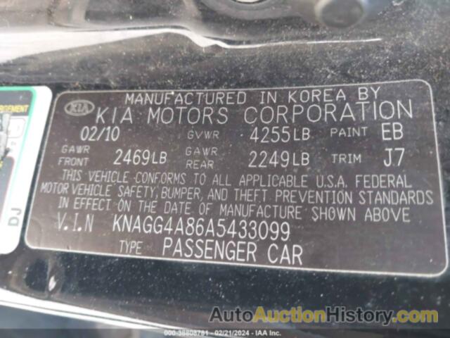 KIA OPTIMA LX, KNAGG4A86A5433099