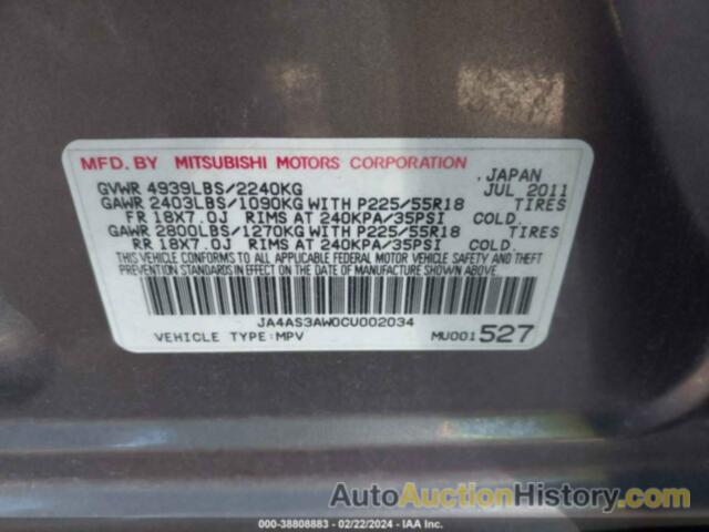 MITSUBISHI OUTLANDER SE, JA4AS3AW0CU002034