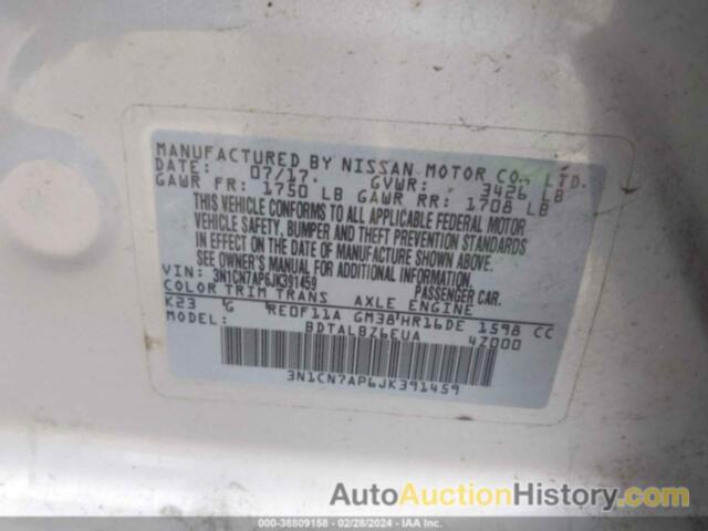 NISSAN VERSA 1.6 SV, 3N1CN7AP6JK391459