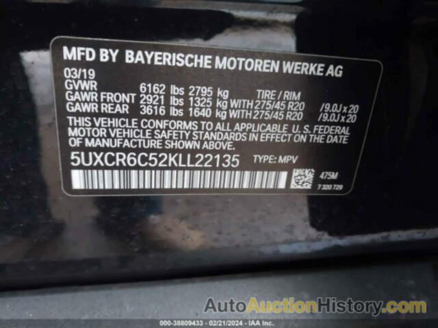 BMW X5 XDRIVE40I, 5UXCR6C52KLL22135