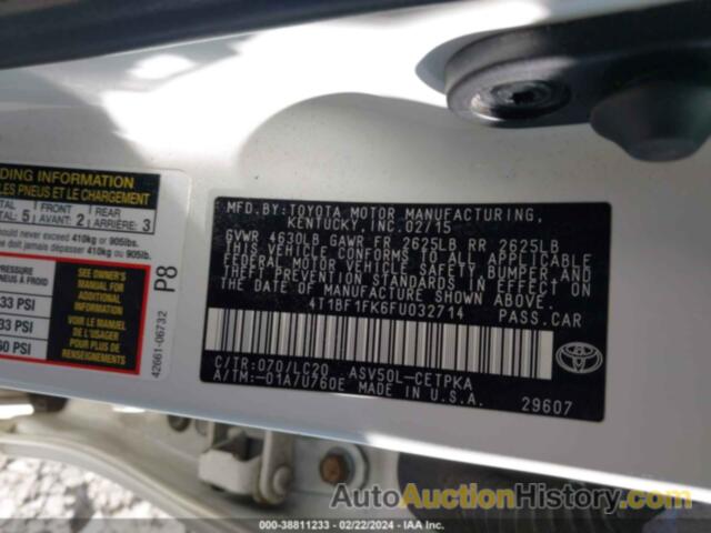 TOYOTA CAMRY XSE, 4T1BF1FK6FU032714