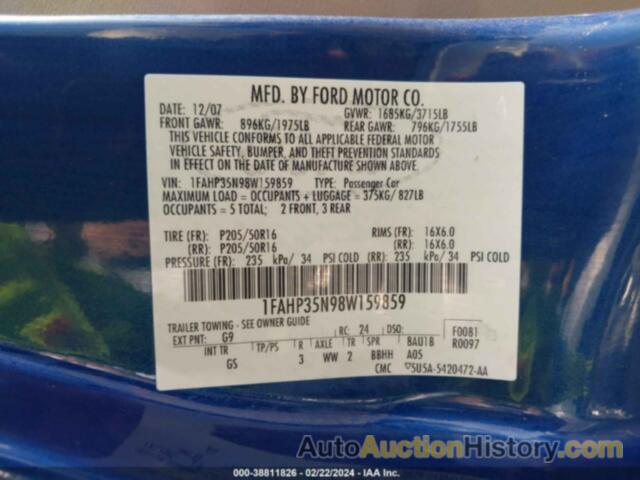 FORD FOCUS SE/SES, 1FAHP35N98W159859