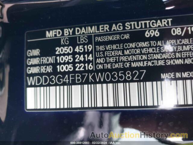 MERCEDES-BENZ A 220 4MATIC, WDD3G4FB7KW035827