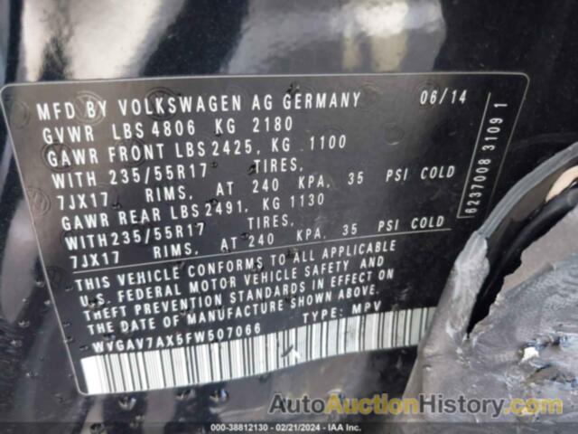 VOLKSWAGEN TIGUAN SE, WVGAV7AX5FW507066