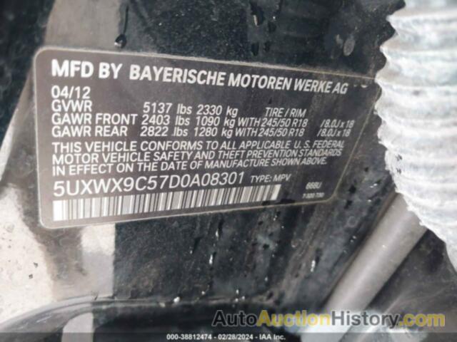 BMW X3 XDRIVE28I, 5UXWX9C57D0A08301