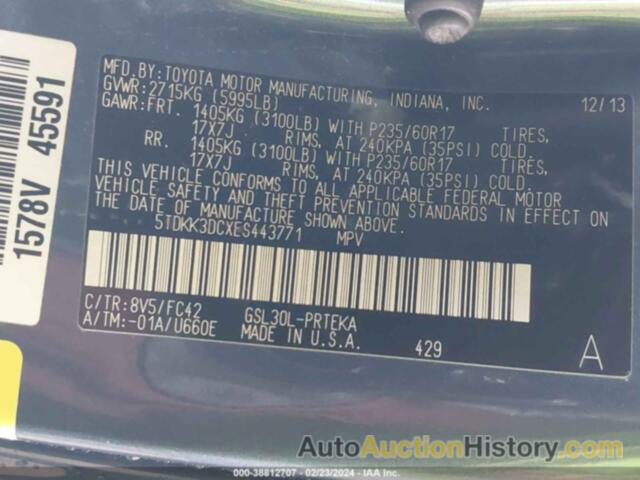 TOYOTA SIENNA LE, 5TDKK3DCXES443771