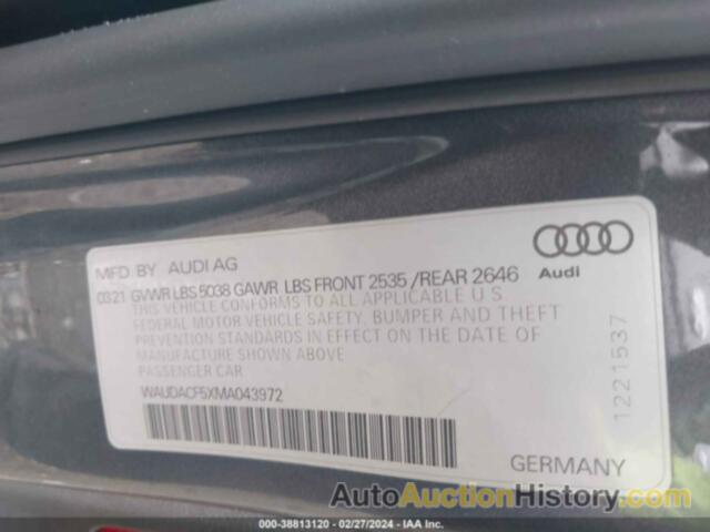 AUDI A5 SPORTBACK PREMIUM 45, WAUDACF5XMA043972