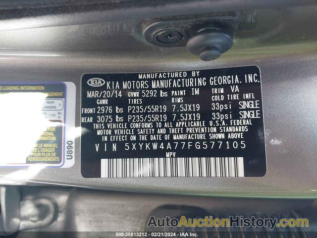 KIA SORENTO SX/SX LIMITED, 5XYKW4A77FG577105