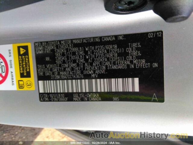 LEXUS RX 350, 2T2BK1BA7CC143676