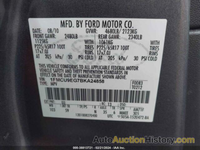 FORD ESCAPE LIMITED, 1FMCU9EG7BKA24858