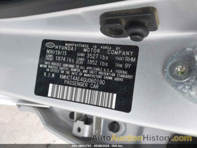 HYUNDAI ACCENT SE, KMHCT4AE4GU060190