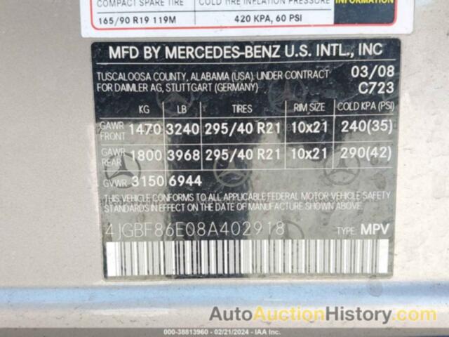 MERCEDES-BENZ GL 550 4MATIC, 4JGBF86E08A402918