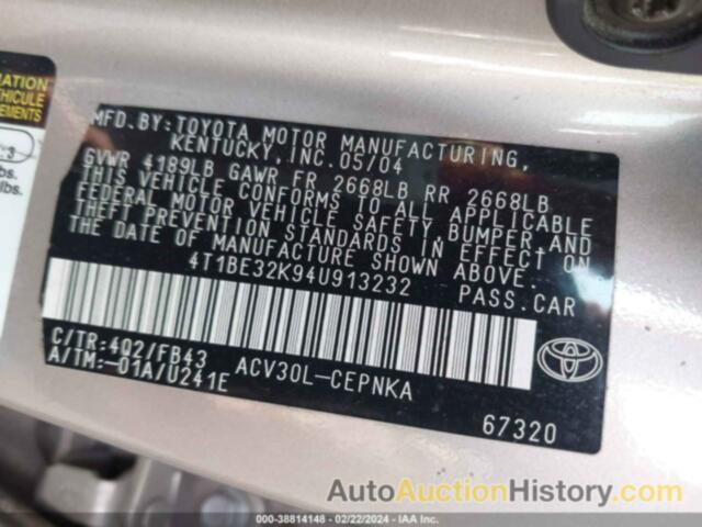 TOYOTA CAMRY LE, 4T1BE32K94U913232