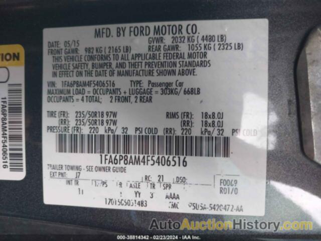 FORD MUSTANG, 1FA6P8AM4F5406516