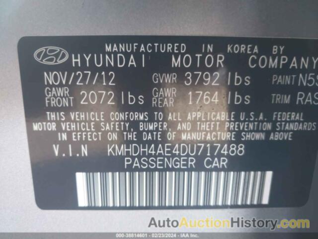 HYUNDAI ELANTRA GLS, KMHDH4AE4DU717488