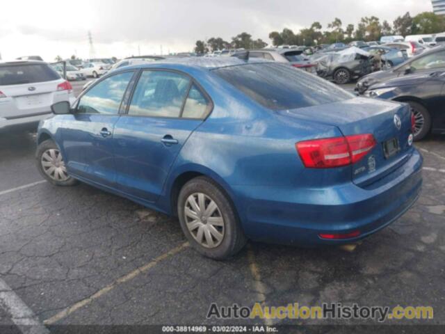 VOLKSWAGEN JETTA 2.0L S, 3VW2K7AJ4FM290409