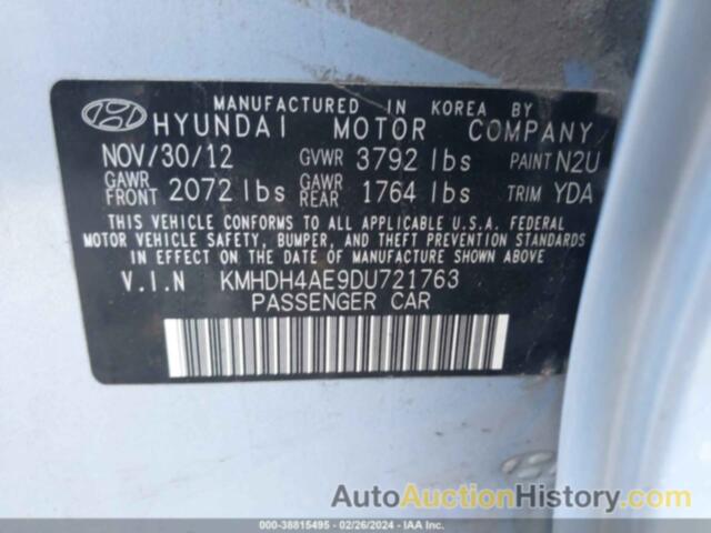 HYUNDAI ELANTRA GLS (ULSAN PLANT), KMHDH4AE9DU721763