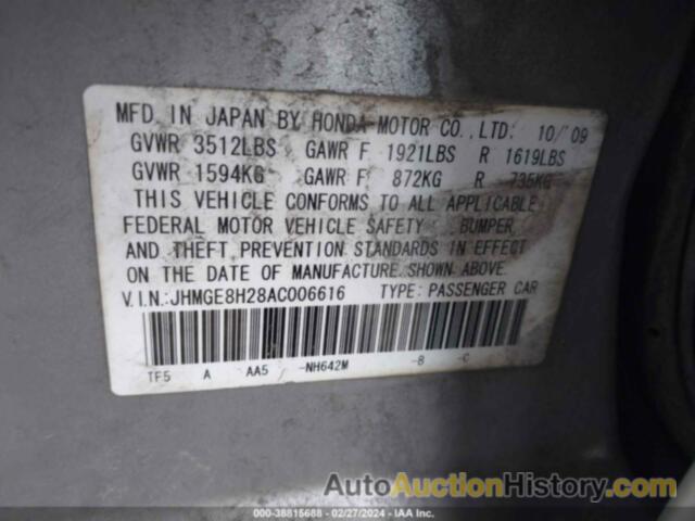 HONDA FIT, JHMGE8H28AC006616