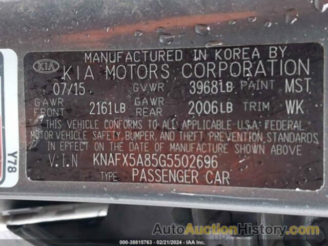 KIA FORTE EX, KNAFX5A85G5502696