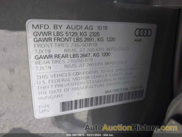 AUDI Q3 PREMIUM 45 TFSI S LINE QUATTRO TIPTRONIC, WA1DECF38L1032144