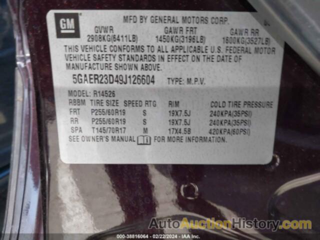 BUICK ENCLAVE CXL, 5GAER23D49J126604