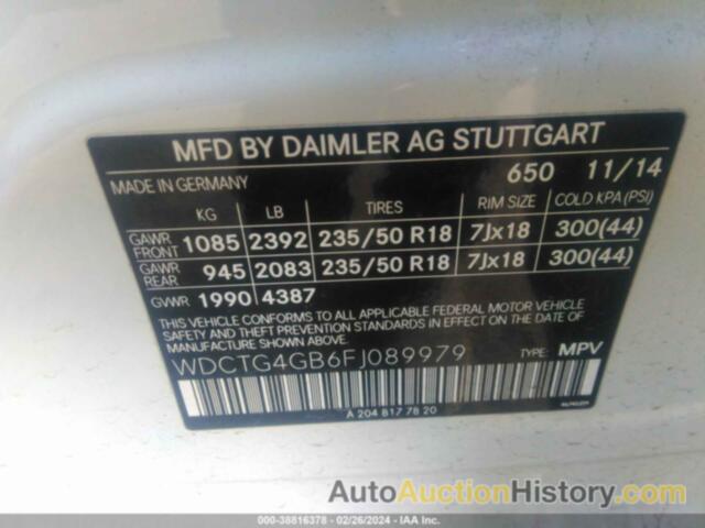 MERCEDES-BENZ GLA 250 4MATIC, WDCTG4GB6FJ089979