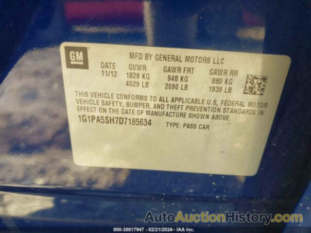 CHEVROLET CRUZE LS AUTO, 1G1PA5SH7D7185634