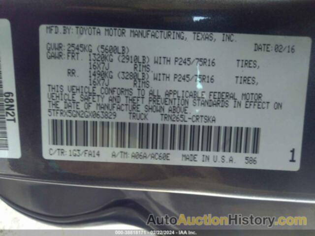 TOYOTA TACOMA SR, 5TFRX5GN2GX063829