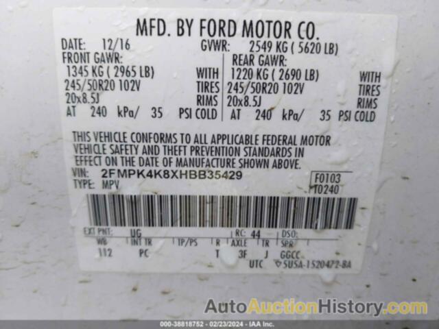 FORD EDGE TITANIUM, 2FMPK4K8XHBB35429