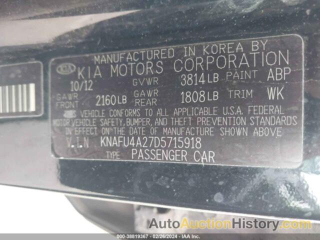 KIA FORTE EX, KNAFU4A27D5715918