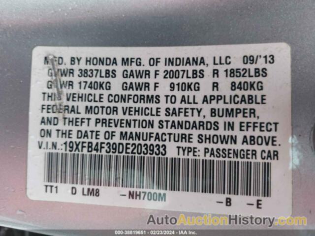 HONDA CIVIC HYBRID, 19XFB4F39DE203933