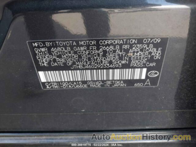 LEXUS ES 350, JTHBJ46G292334693